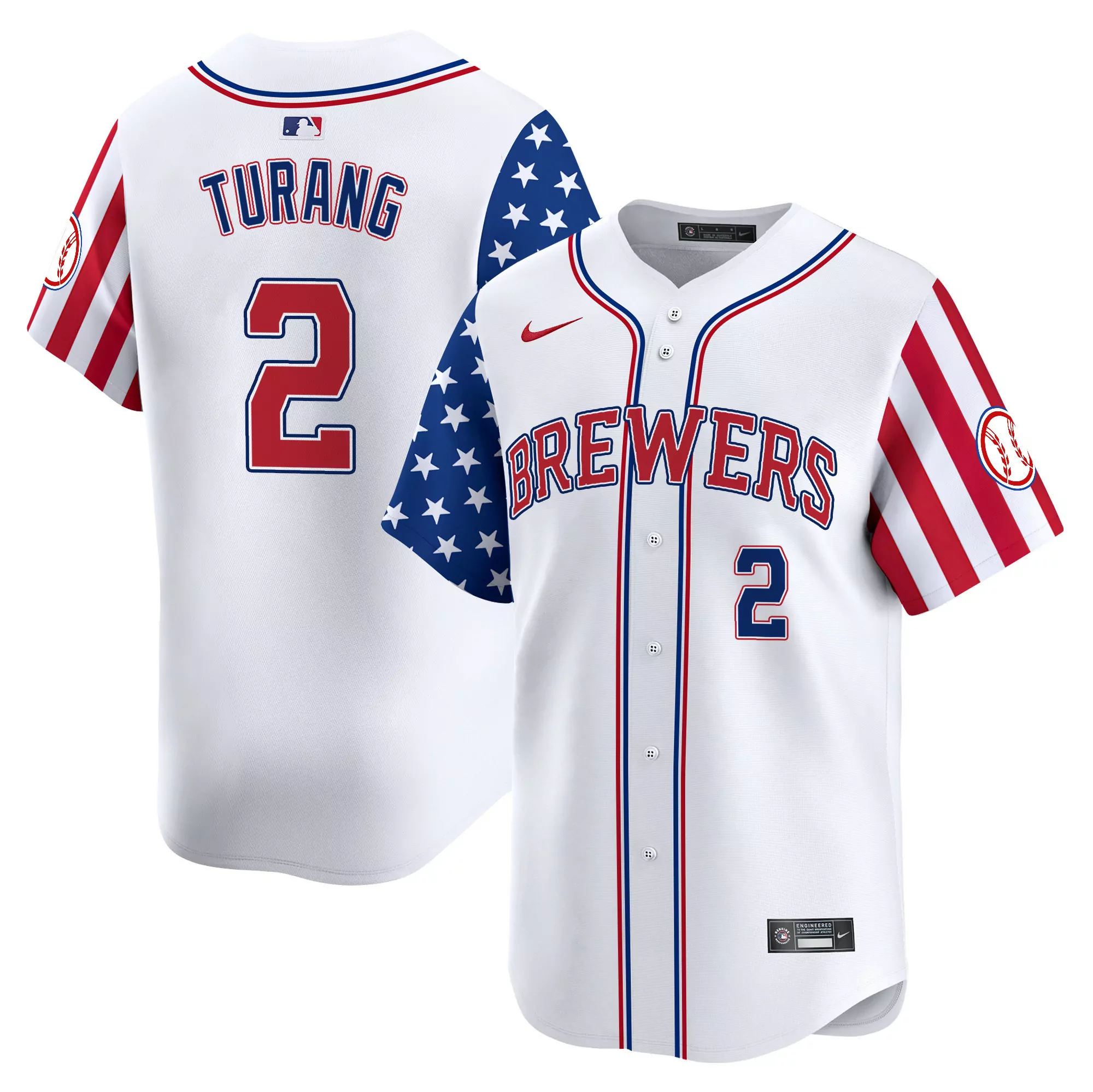 brice turang men milwaukee brewers 2024 independence day vapor premier limited jersey all stitched