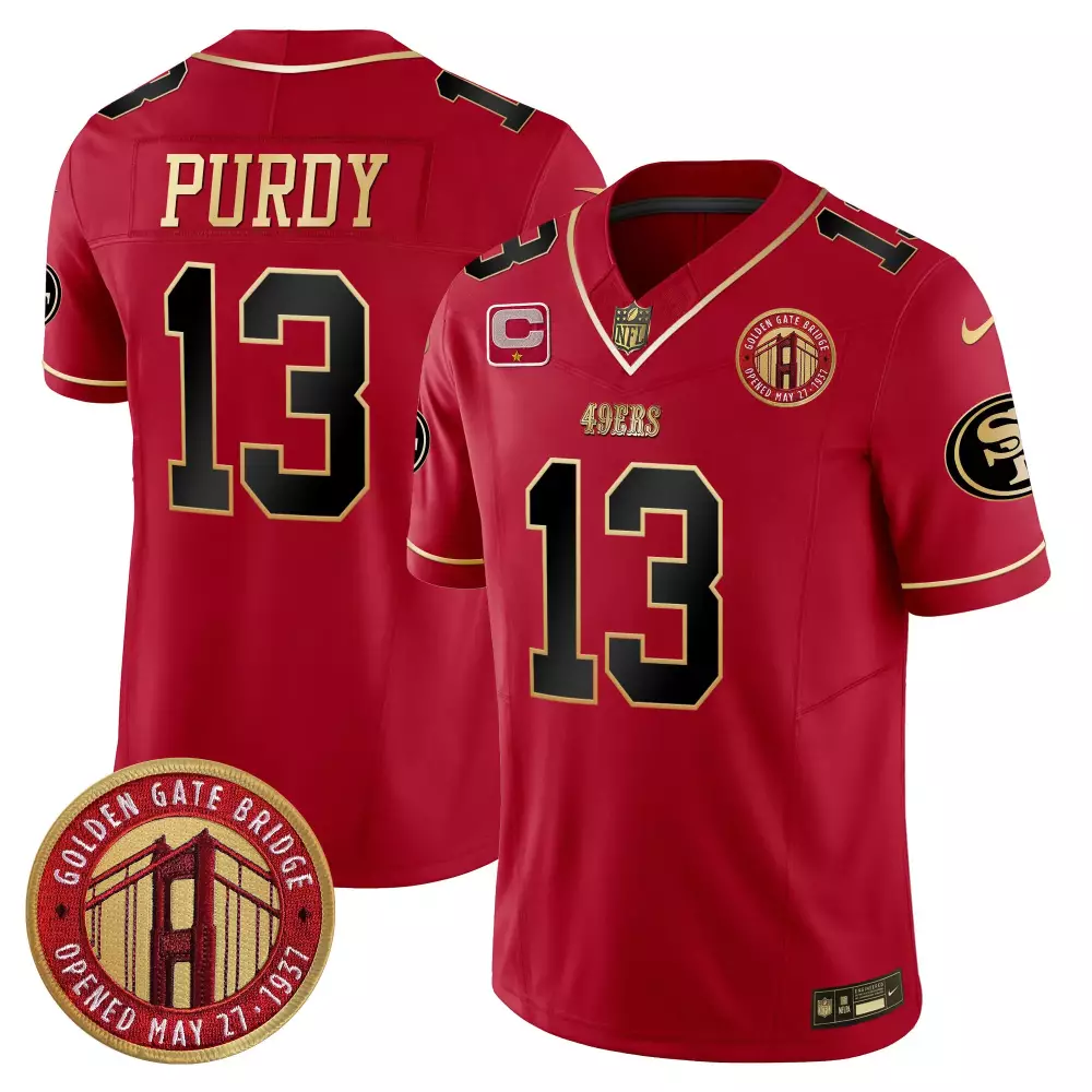 Brock Purdy Scarlet Limited Youth San Francisco 49ers Jersey | Golden Gate Bridge Patch | Vapor Limited Edition Fan Gear | For Men, Women & Youth