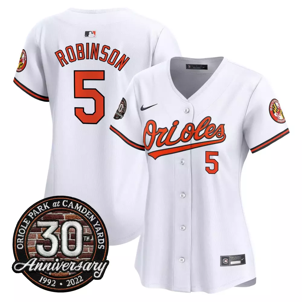 brooks robinson white womens baltimore orioles camden yards 30th anniversary patch vapor premier limited jersey all stit