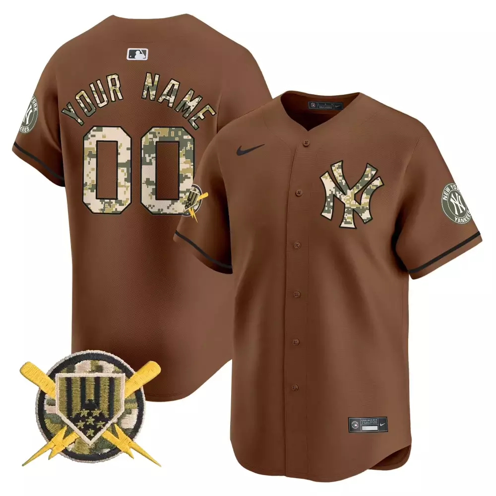 New York Yankees Brown Armed Forces Day Vapor Premier Limited Custom Jersey | Stitched Fan Gear | For Youth, Men & Women