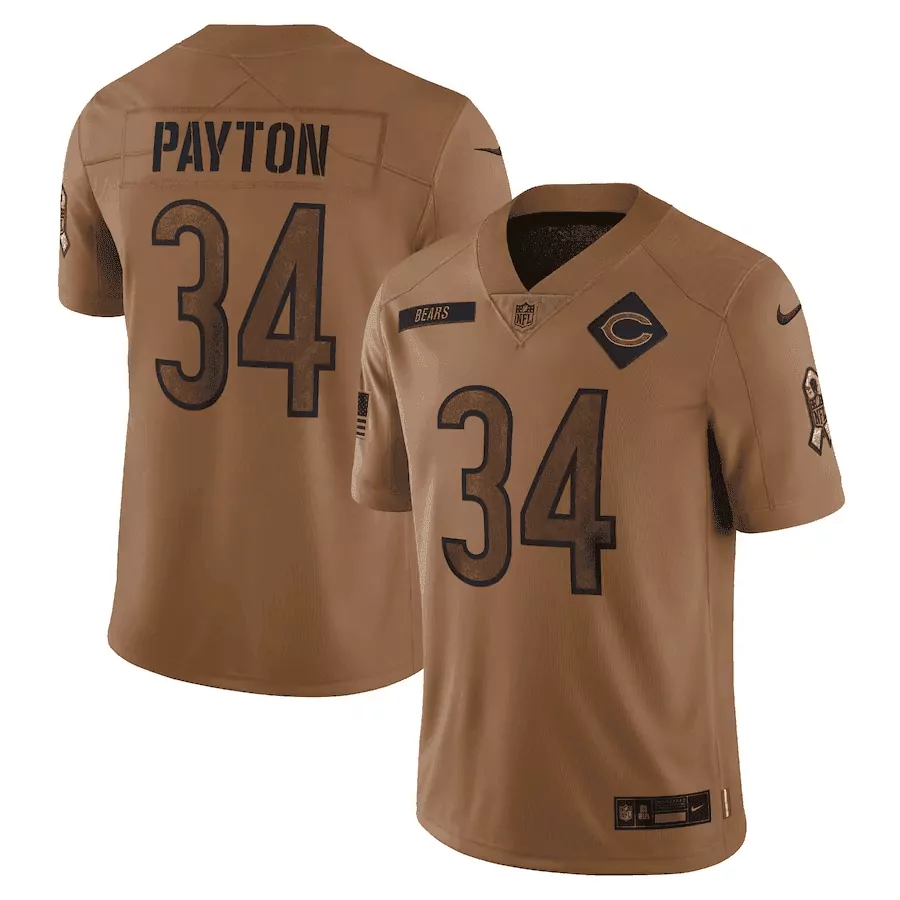 brown men walter payton chicago bears 2023 salute to service jersey brown