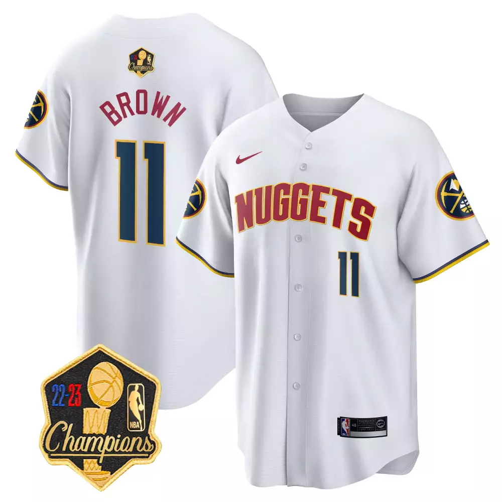 bruce brown association mens denver nuggets 2023 champions limited patch cool base jersey all stitched