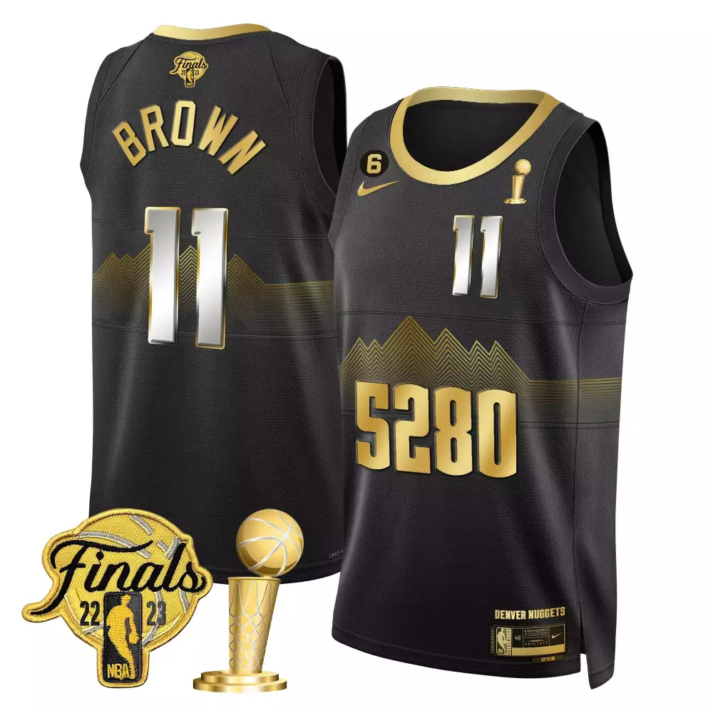 bruce brown black limited mens denver nuggets 2023 finals champions patch gold special jersey v2 all stitched