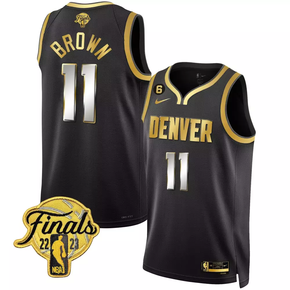 bruce brown black limited mens denver nuggets 2023 finals champions patch gold special jersey v2 all stitched