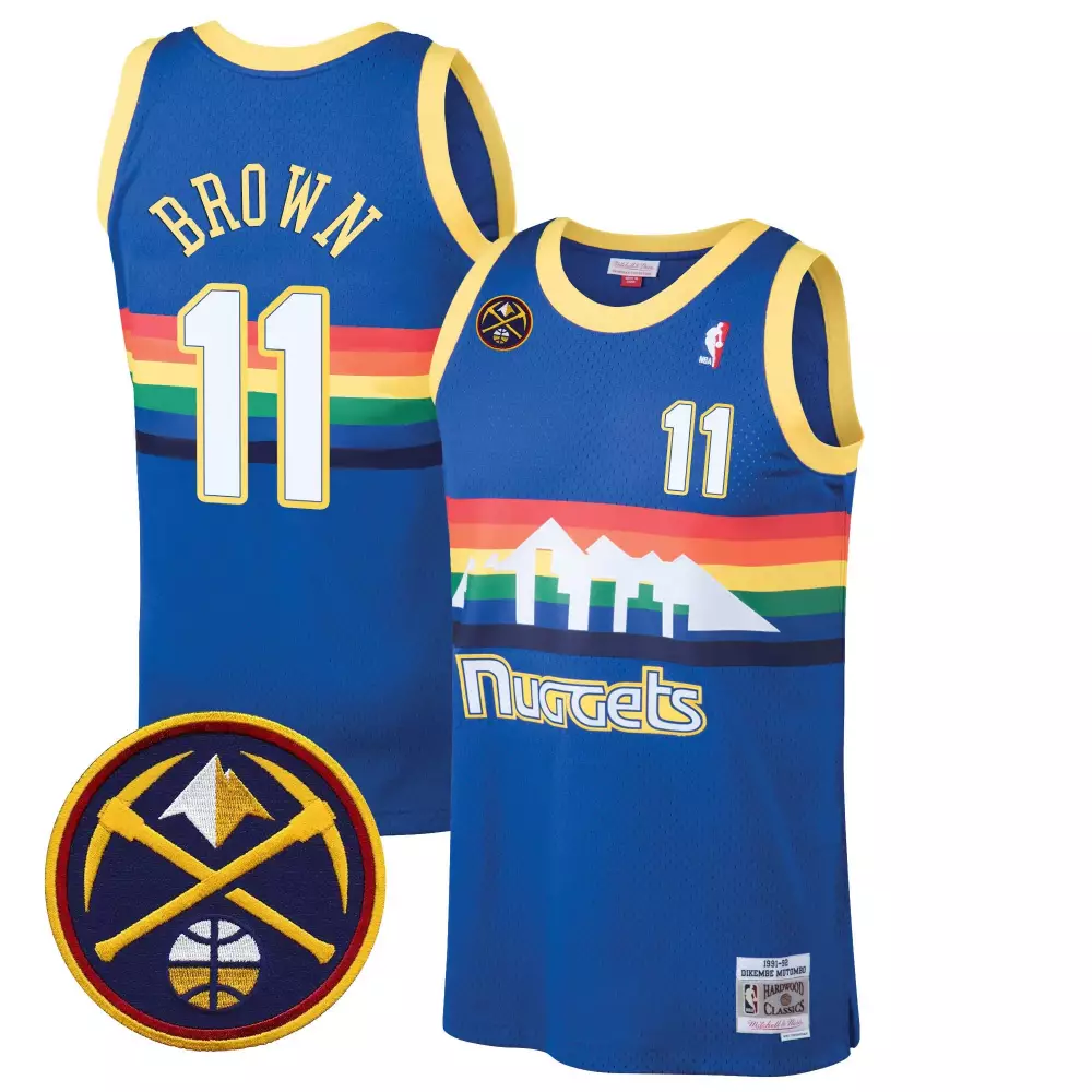 bruce brown blue classic mens denver nuggets swingman jersey all stitched