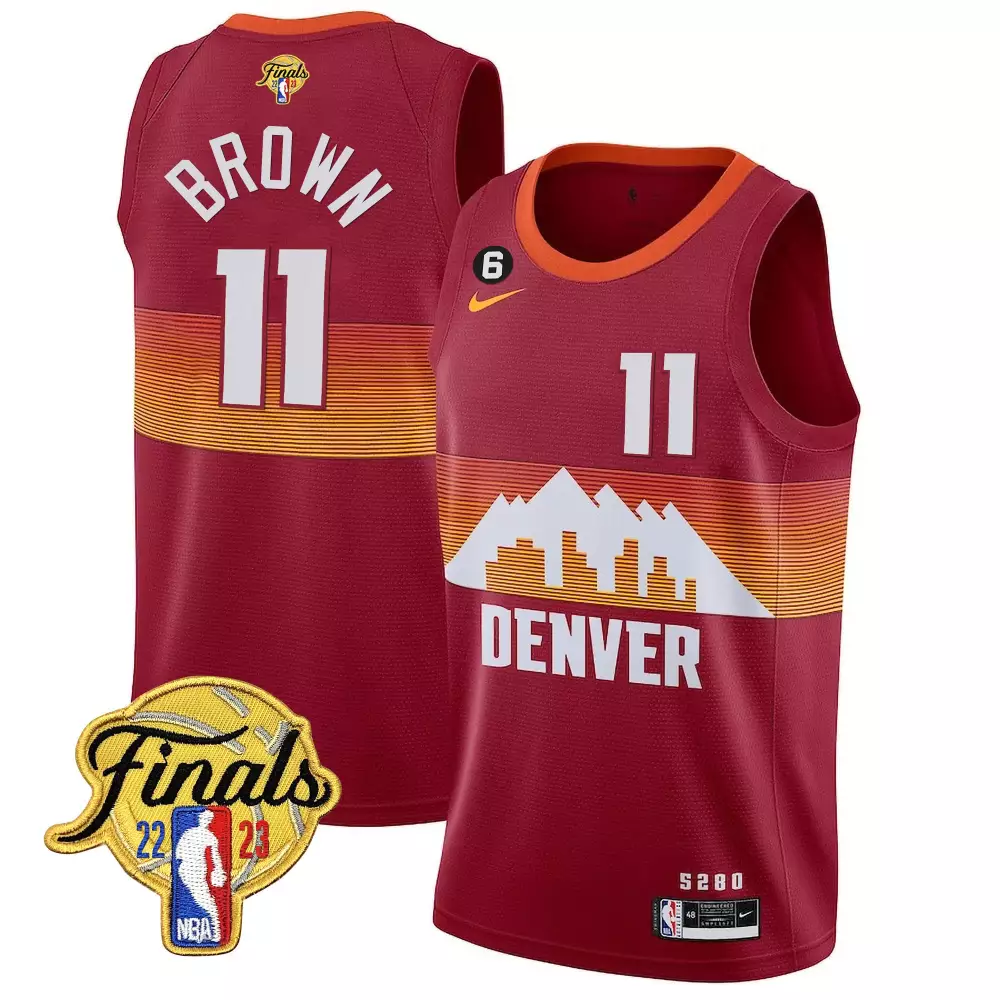 bruce brown city red mens denver nuggets 2023 finals patch champions collection jersey v2 all stitched
