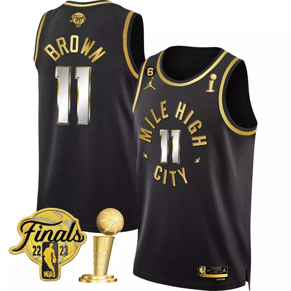 bruce brown statement limited youths denver nuggets 2023 finals champions patch gold jersey all stitched