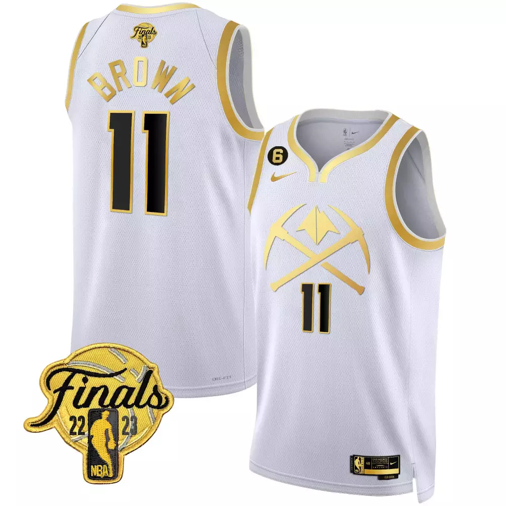 bruce brown white gold mens denver nuggets 2023 finals patch gold special jersey v2 all stitched
