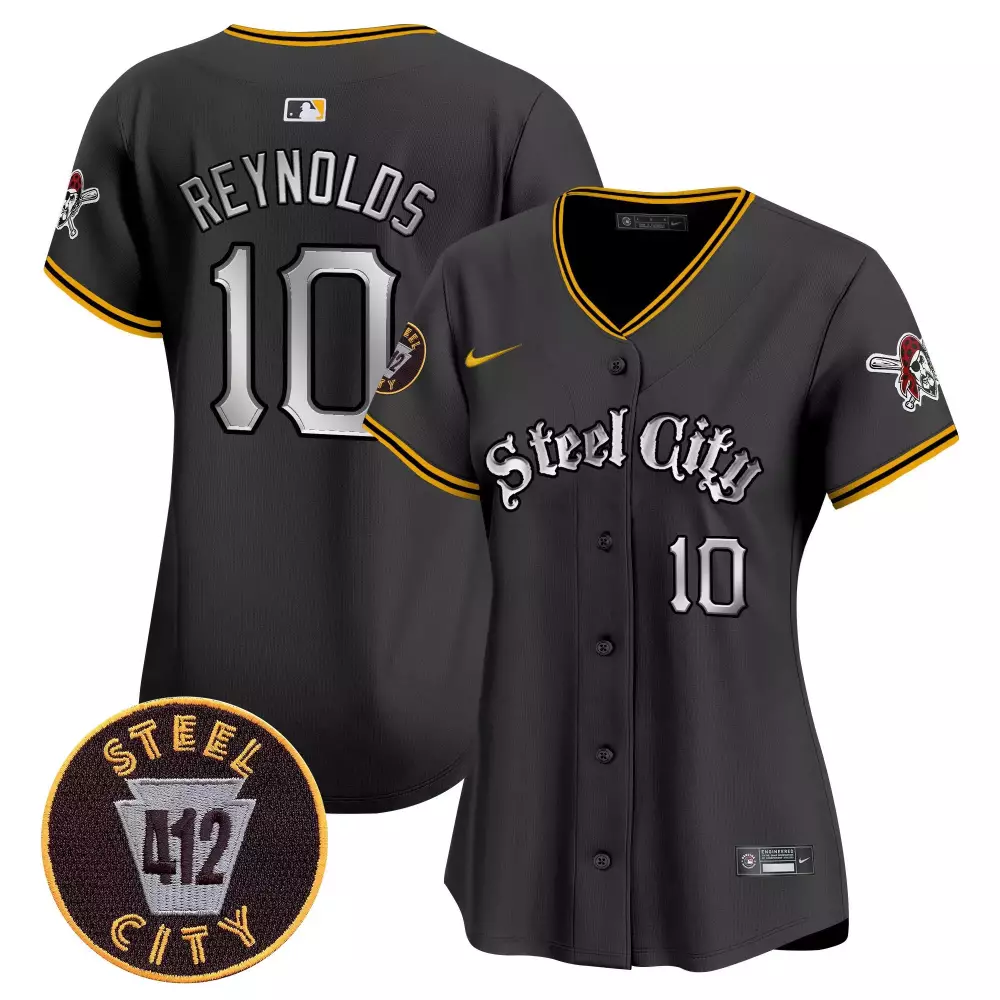 bryan reynolds black womens pittsburgh pirates 412 patch vapor premier limited jersey v2 all stitched