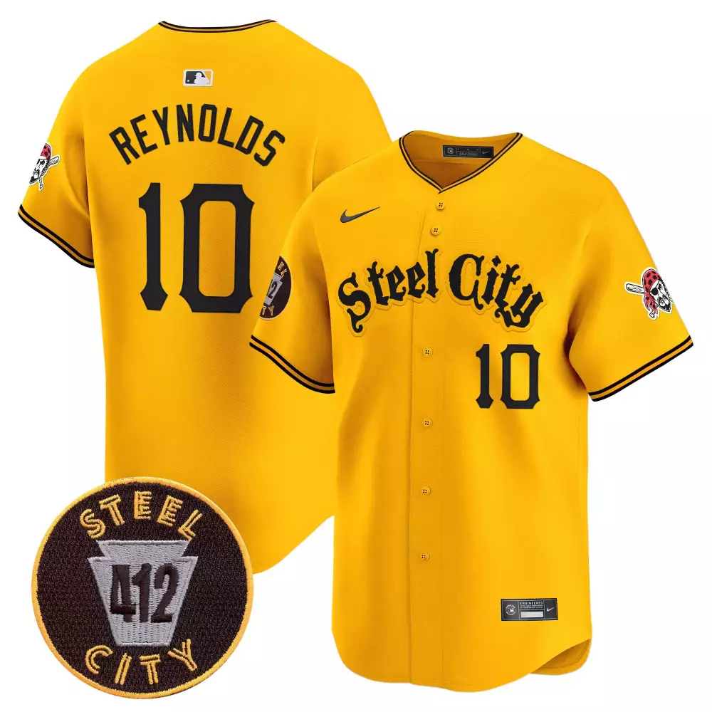 bryan reynolds gold mens pittsburgh pirates 412 patch vapor premier limited jersey v2 all stitched