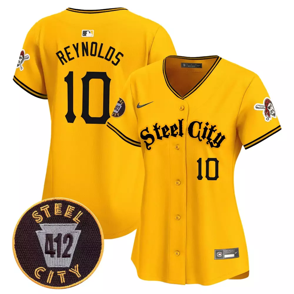 bryan reynolds gold mens pittsburgh pirates 412 patch vapor premier limited jersey v7 all stitched