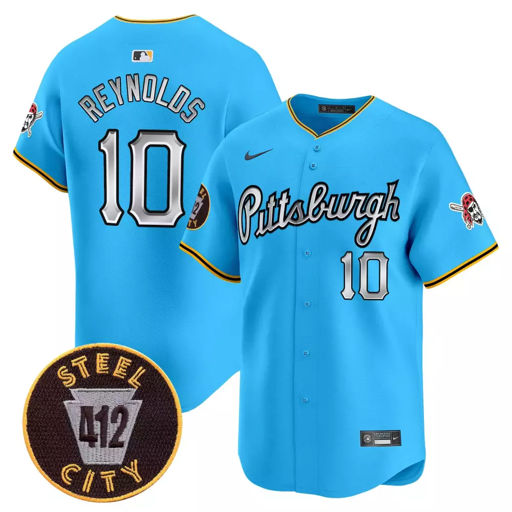 bryan reynolds light blue mens pittsburgh pirates 412 patch vapor premier limited jersey v3 all stitched