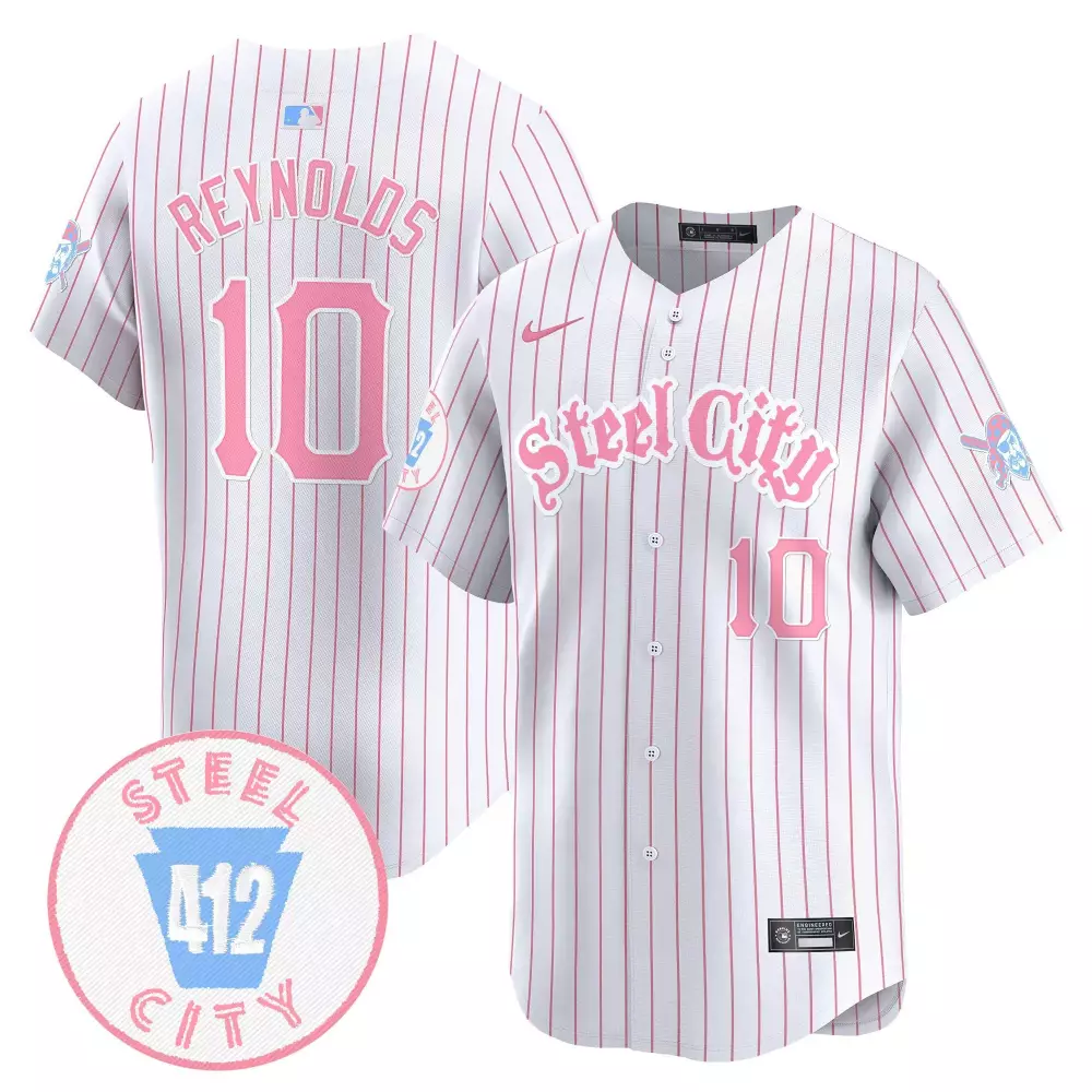 bryan reynolds pinstripe unisex pittsburgh pirates bubblegum pink vapor premier limited jersey all stitched
