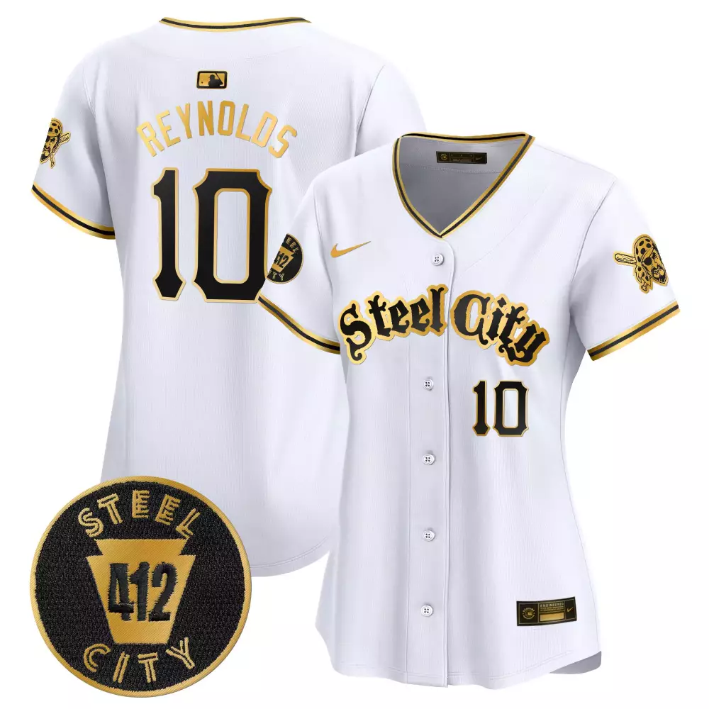 bryan reynolds white gold womens pittsburgh pirates 412 patch vapor premier limited jersey v5 all stitched