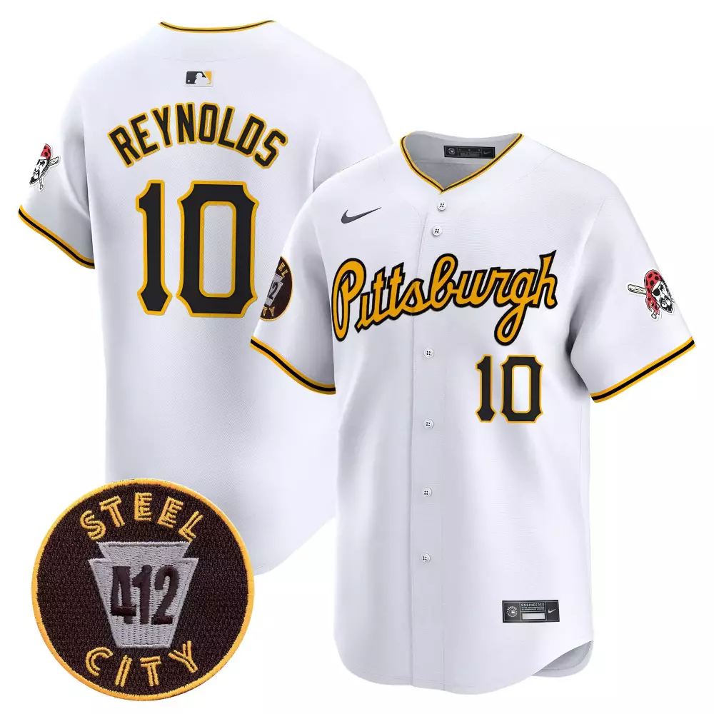 bryan reynolds white mens pittsburgh pirates 412 patch vapor premier limited jersey v4 all stitched