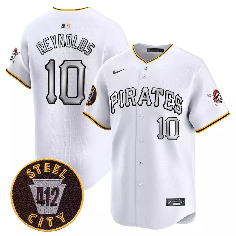 bryan reynolds white mens pittsburgh pirates 412 patch vapor premier limited jersey v4 all stitched