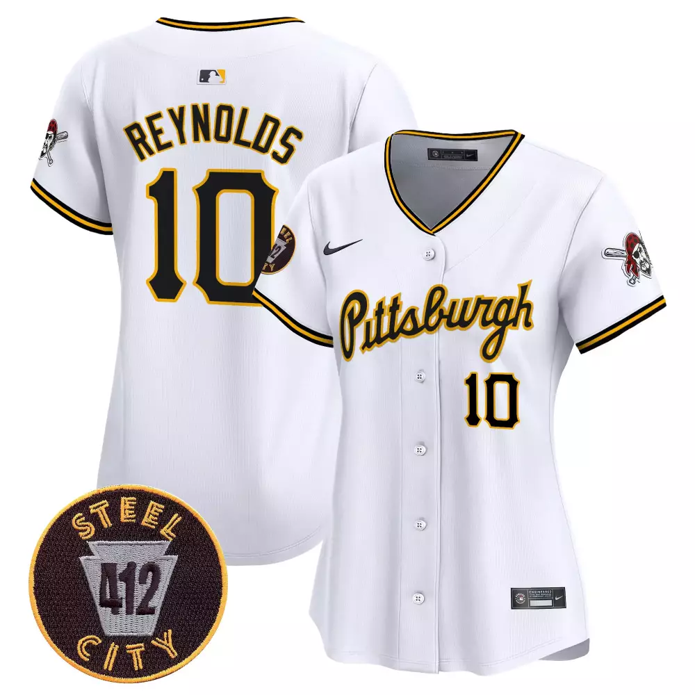 bryan reynolds white womens pittsburgh pirates 412 patch vapor premier limited jersey v4 all stitched