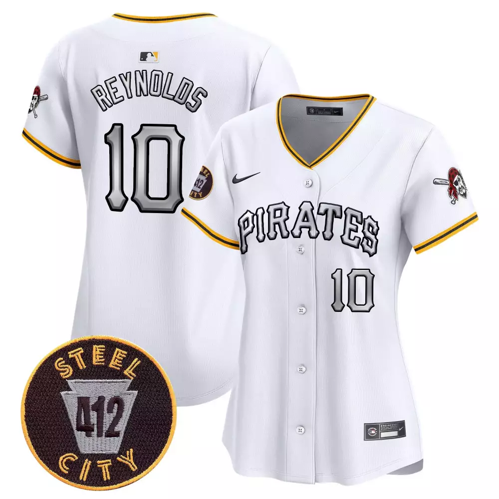 bryan reynolds white womens pittsburgh pirates 412 patch vapor premier limited jersey v4 all stitched