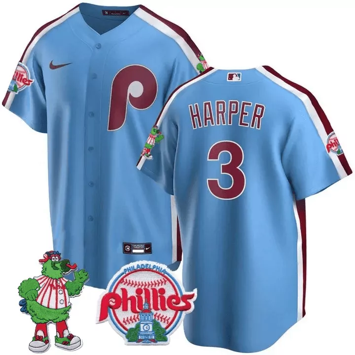 Bryce Harper Blue Phillies Jersey | Phanatic Patch | Stitched Fan Gear for Men, Women & Youth