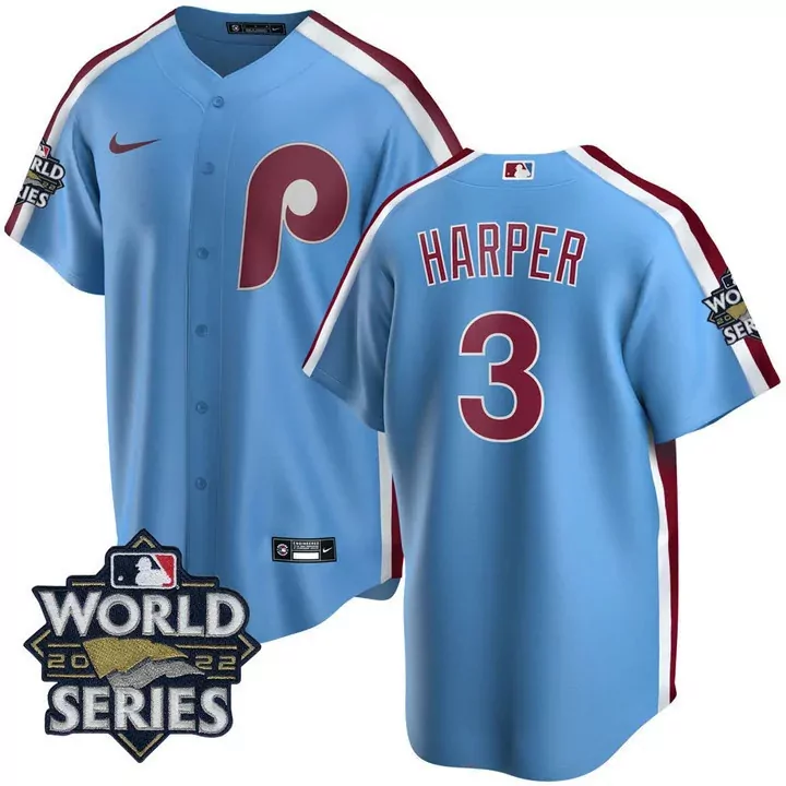 Bryce Harper Cool Base Phillies Cooperstown 2022 World Series Jersey | All Stitched Fan Gear for Men, Women & Youth