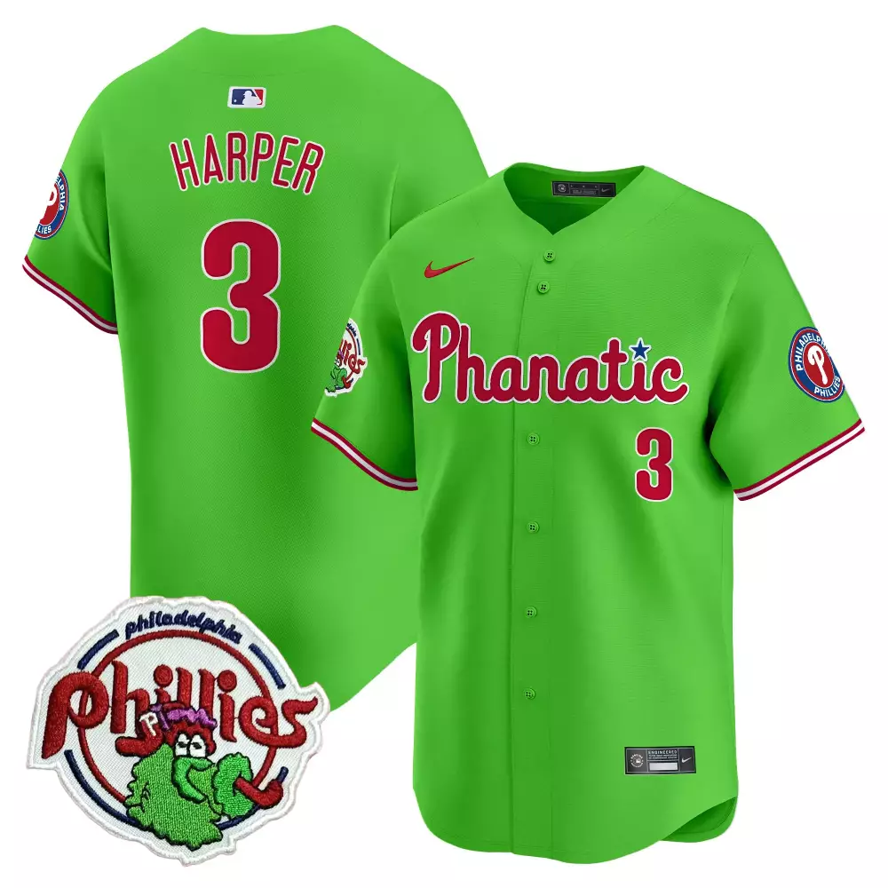 Bryce Harper Green Youth Phillies Phanatic Patch Jersey | Vapor Premier Limited Edition | Fan Gear for Kids & Youth