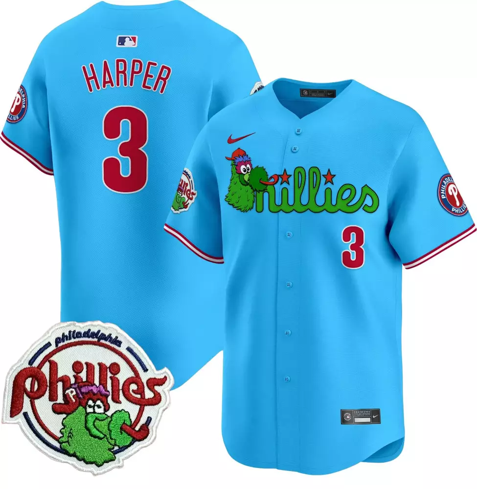 Bryce Harper Light Blue Phillies Phanatic Patch Jersey V3 | Vapor Premier Limited Edition | Fan Gear for Men, Women & Youth