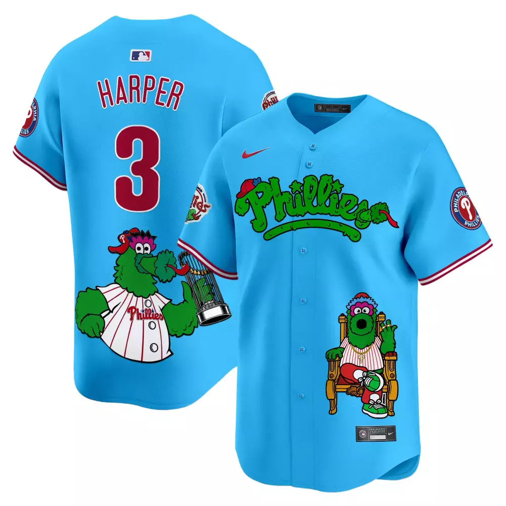 bryce harper light blue unisex philadelphia phillies phanatic vapor premier limited jersey printed