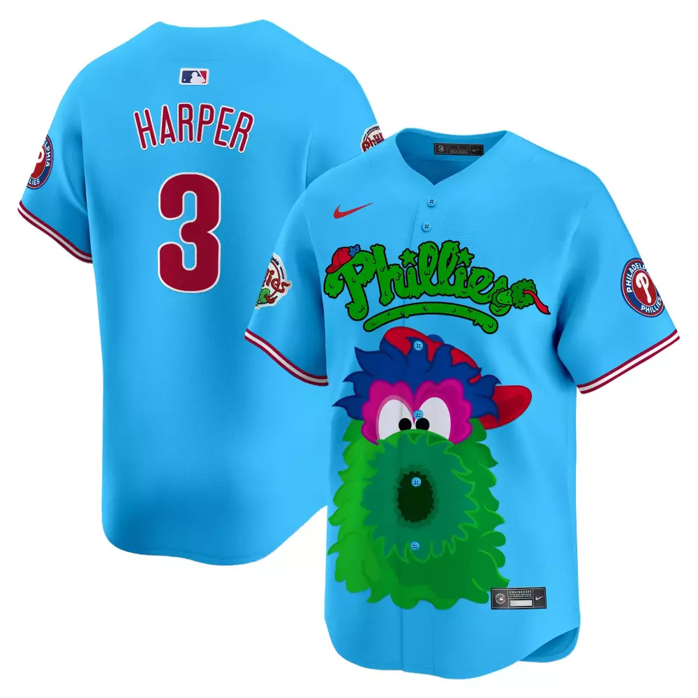 bryce harper light blue unisex philadelphia phillies phanatic vapor premier limited jersey printed