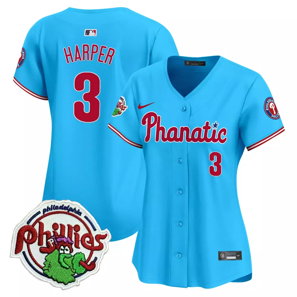 bryce harper light blue unisex philadelphia phillies phanatic vapor premier limited jersey printed