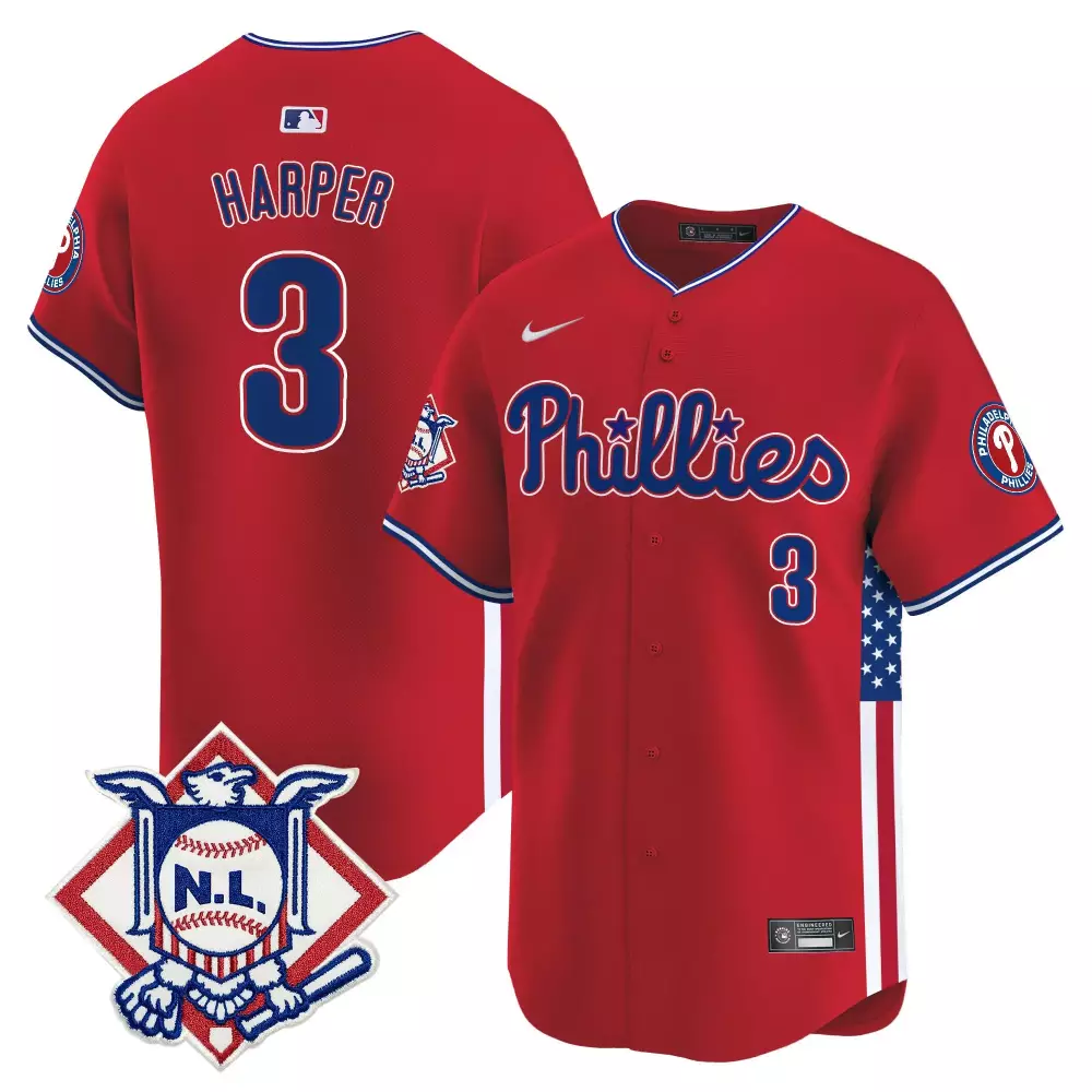 bryce harper red mens philadelphia phillies 2024 fourth of july vapor premier limited jersey v2 all stitched