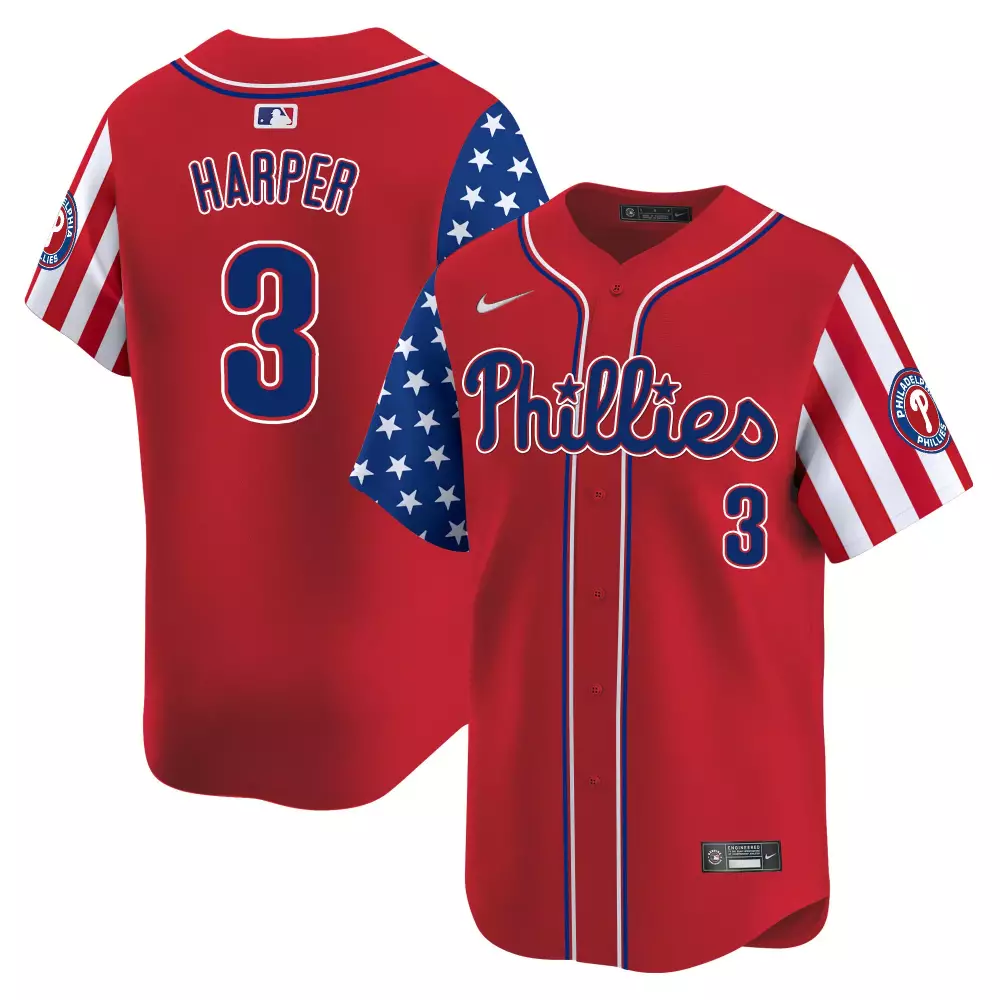 bryce harper red mens philadelphia phillies 2024 fourth of july vapor premier limited jersey v2 all stitched