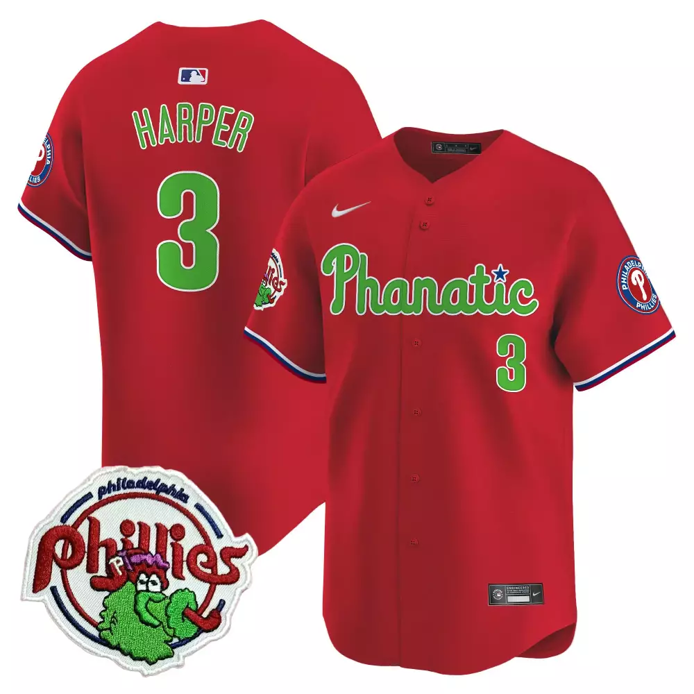Bryce Harper Red Youth Phillies Phanatic Patch Vapor Premier Limited Jersey | All Stitched Fan Gear | For Youth