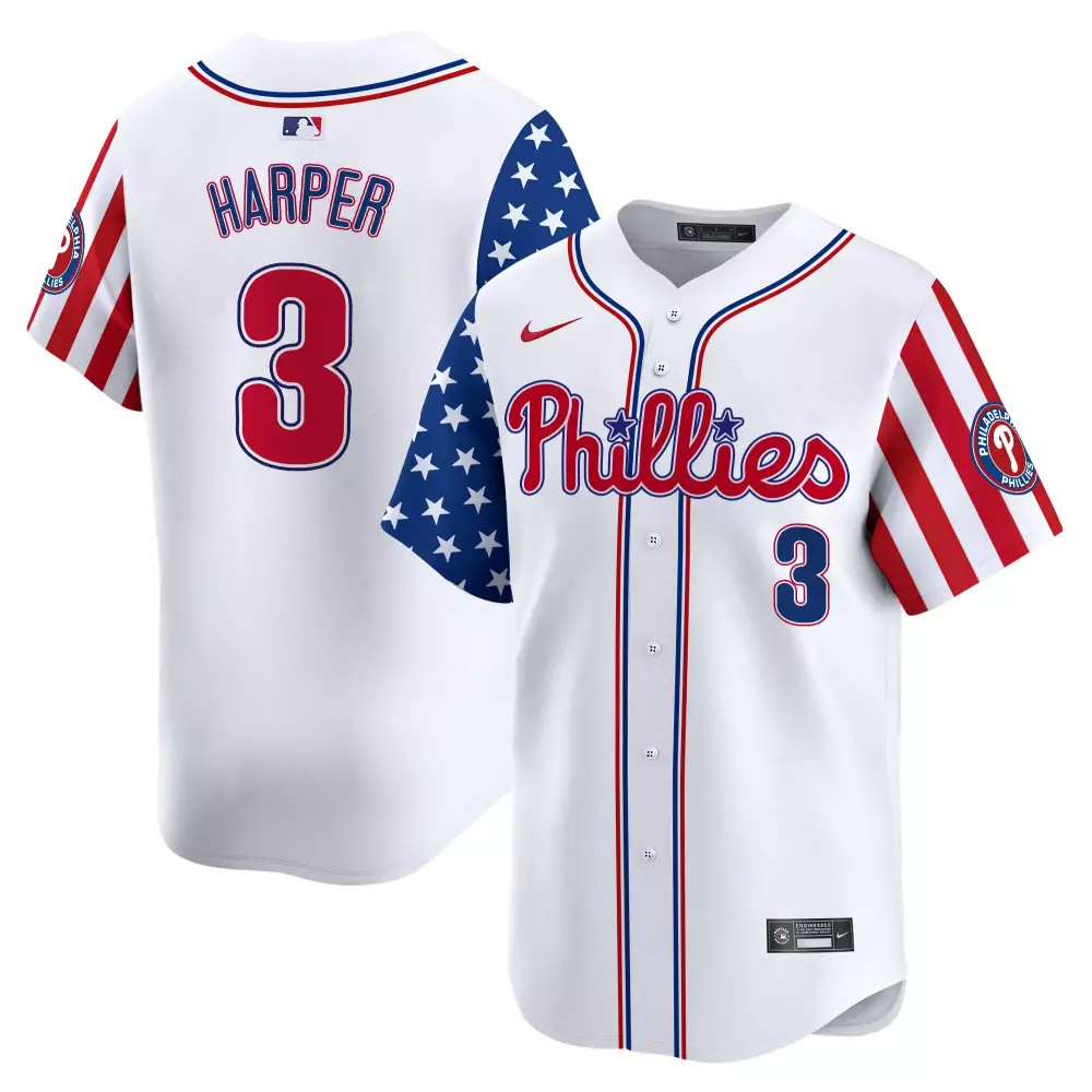 Bryce Harper Phillies 2024 Independence Day Jersey | White Vapor Premier | Limited Edition Fan Gear for Men, Women & Youth