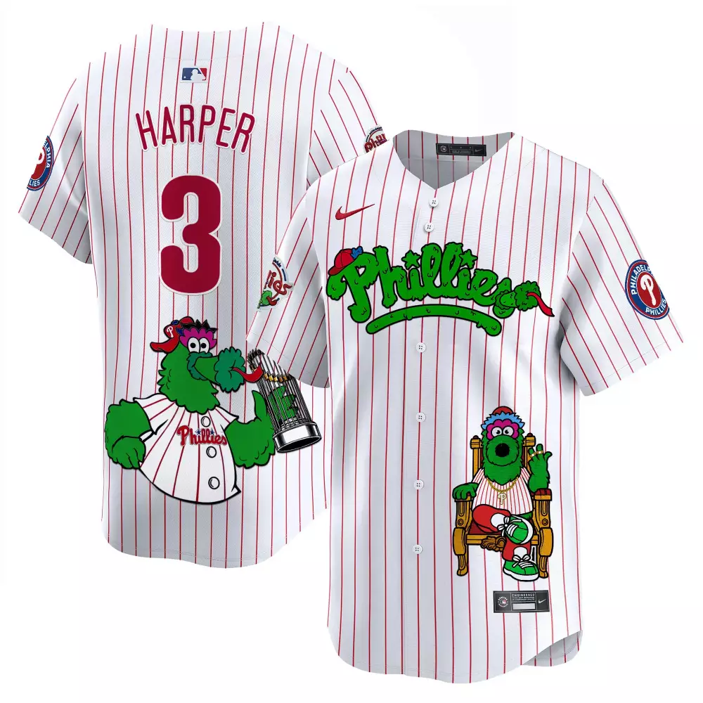 bryce harper white pinstripe unisex philadelphia phillies phanatic patch vapor premier limited jersey v3 all stitched