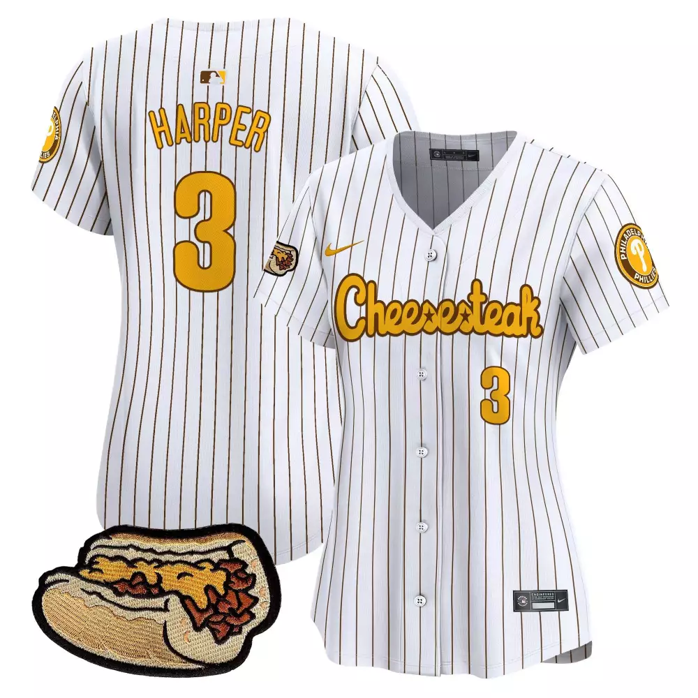 bryce harper white pinstripe unisex philadelphia phillies phanatic patch vapor premier limited jersey v3 all stitched