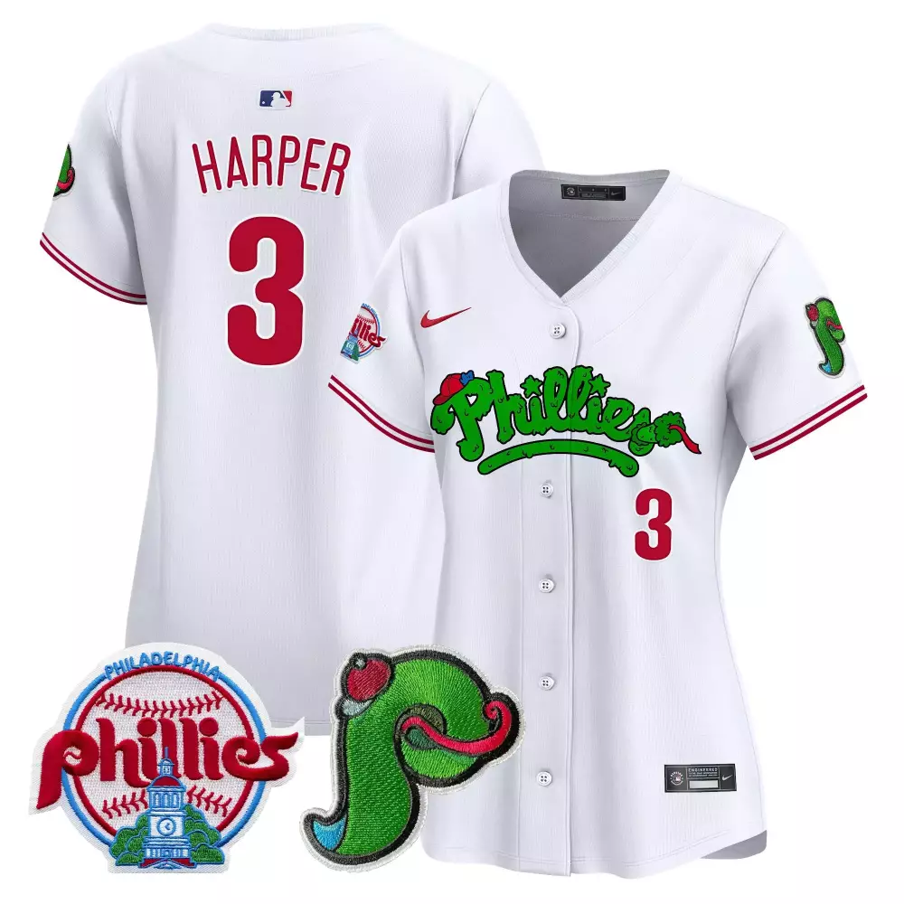 bryce harper white womens philadelphia phillies phanatic patch vapor premier limited jersey v4 all stitched