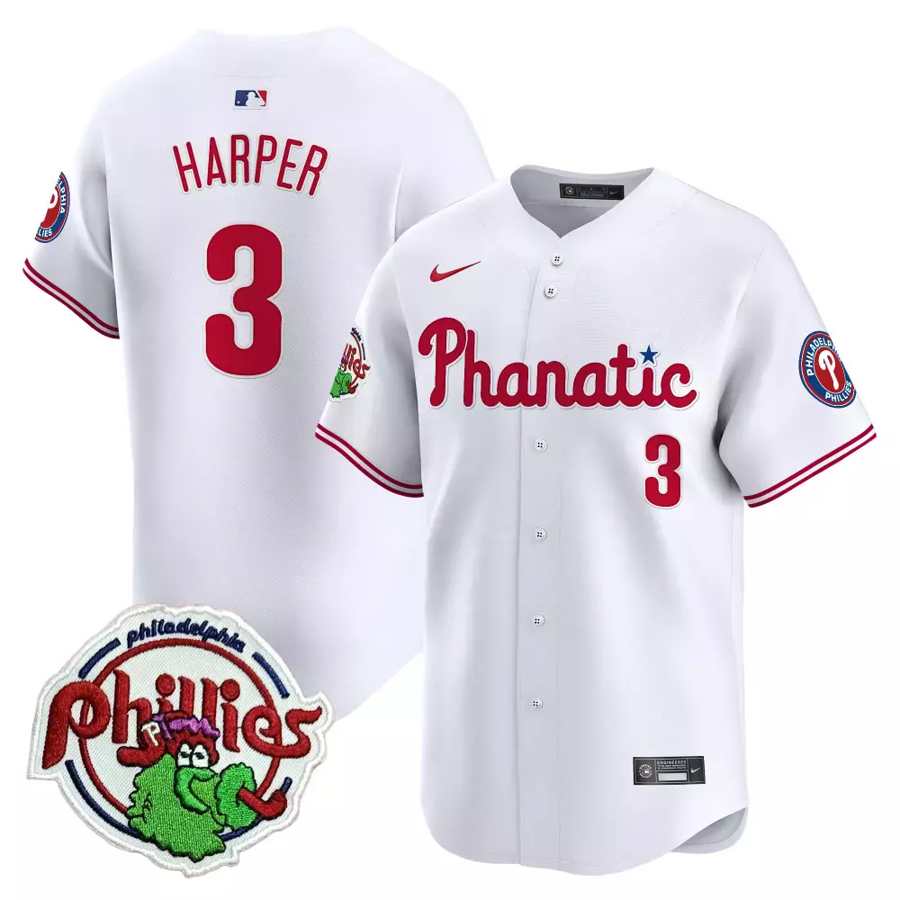 bryce harper white womens philadelphia phillies phanatic patch vapor premier limited jersey v4 all stitched