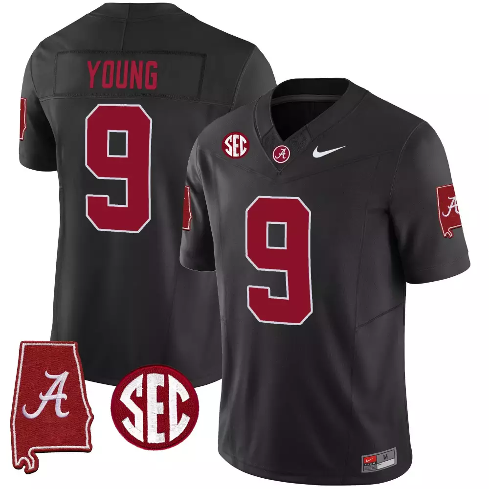 bryce young black mens alabama crimson tide vapor limited jersey alabama map all stitched