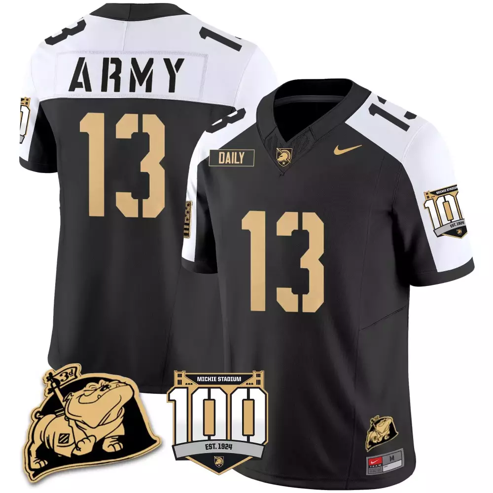 bryson daily black alternate mens army black knights 100th anniversary patch vapor jersey v2 all stitched
