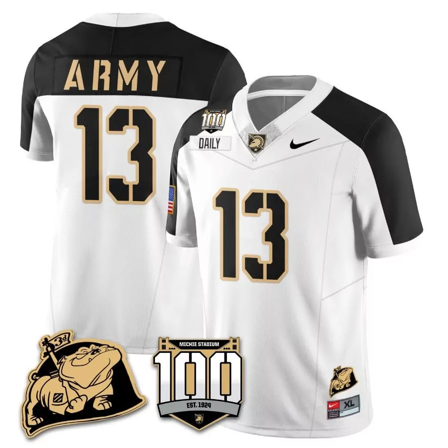 bryson daily white alternate mens army black knights 100th anniversary patch vapor jersey all stitched
