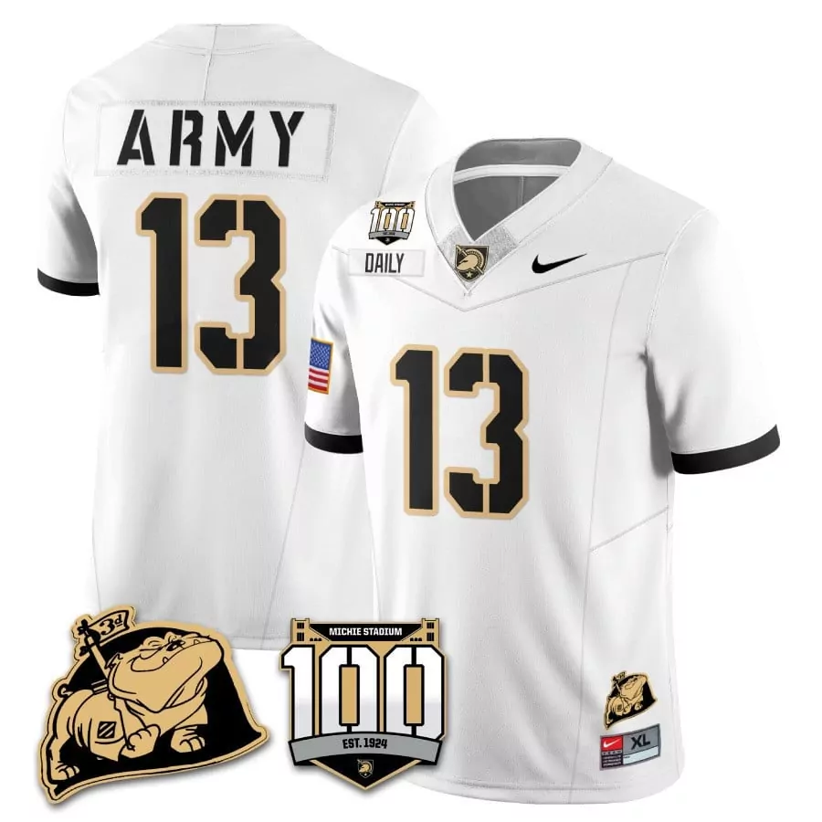 bryson daily white alternate mens army black knights 100th anniversary patch vapor jersey all stitched