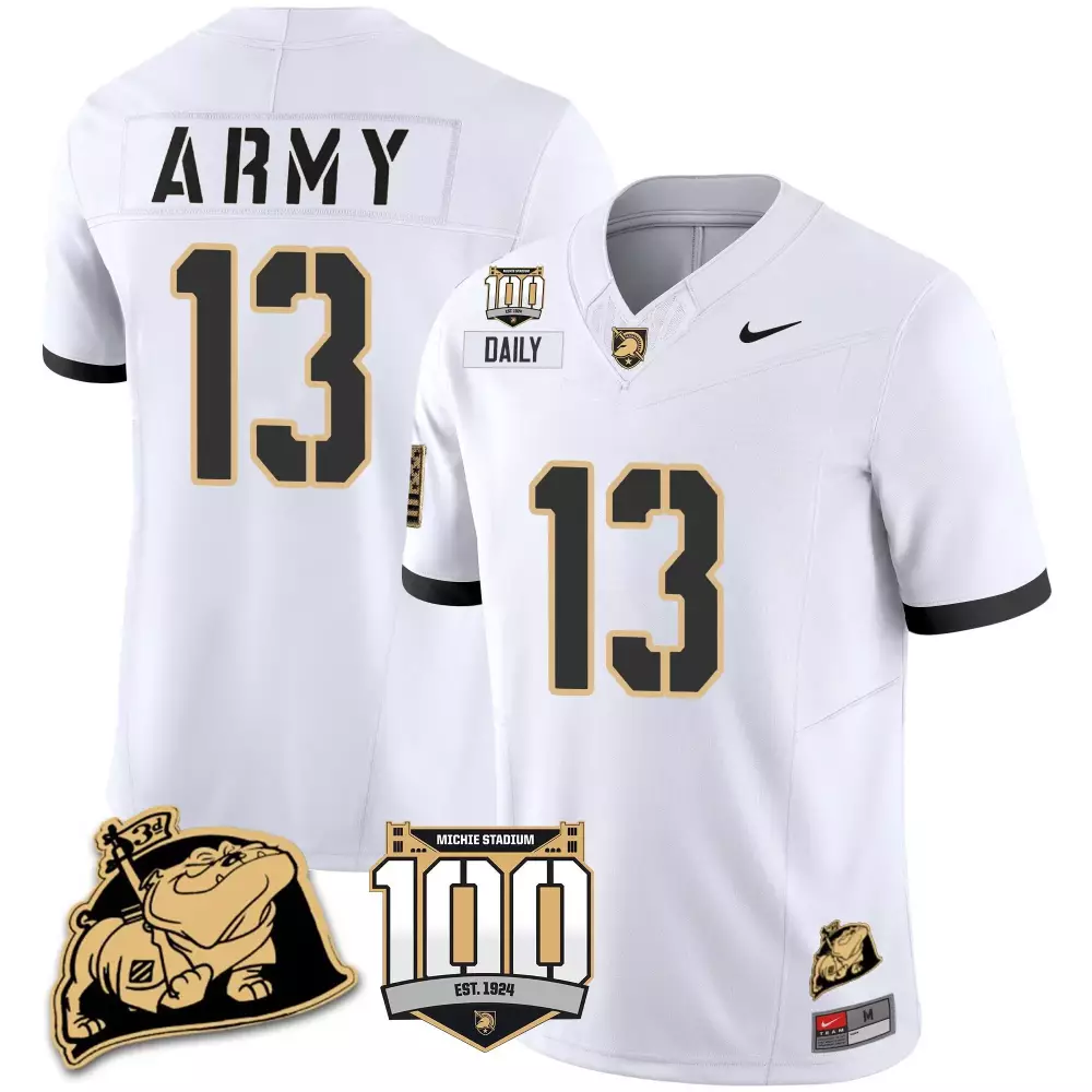 bryson daily white alternate mens army black knights 100th anniversary patch vapor jersey all stitched