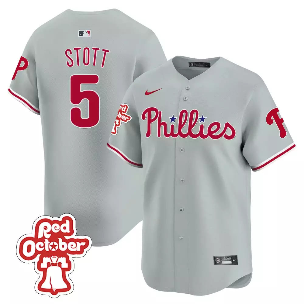 bryson stott gray mens philadelphia phillies red october patch flex base jersey all stitched