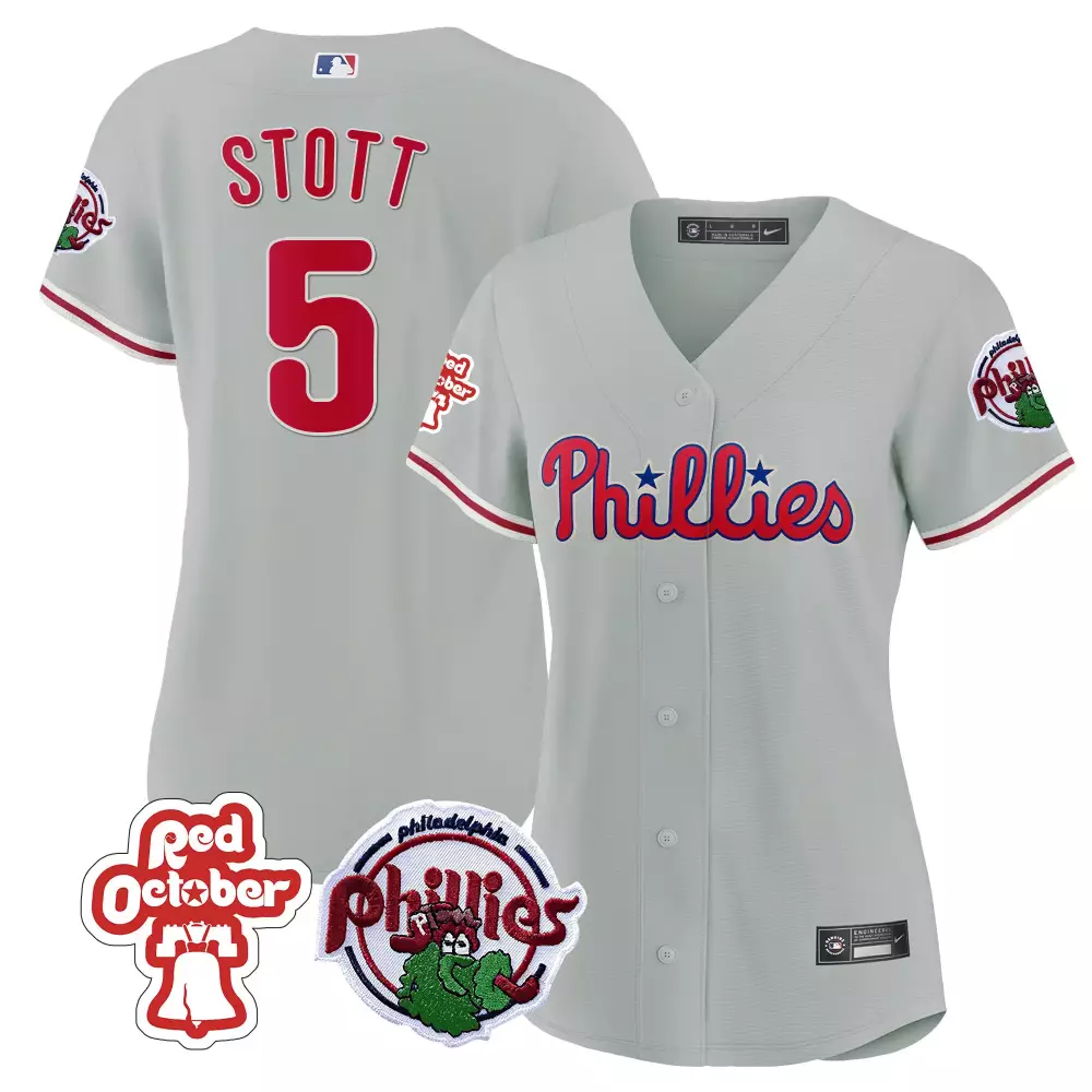 bryson stott gray mens philadelphia phillies red october patch flex base jersey all stitched