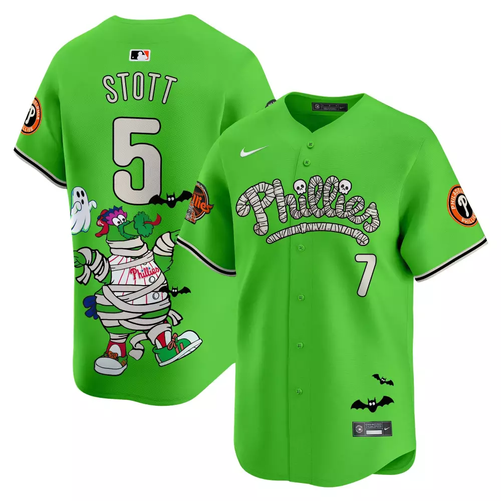bryson stott green unisex philadelphia phillies phanatic halloween vapor limited jersey printed