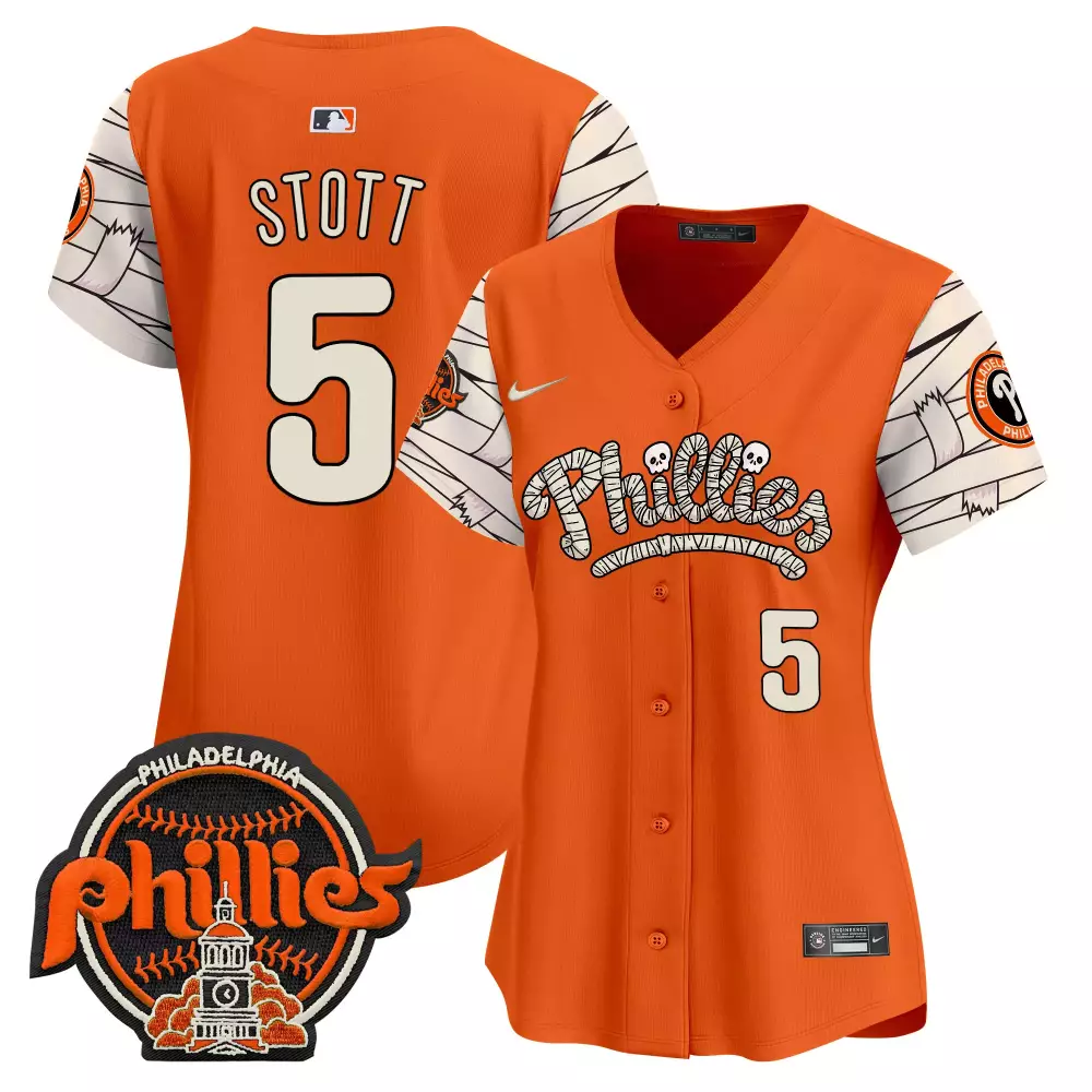 bryson stott orange mens philadelphia phillies halloween vapor premier limited jersey v2 all stitched