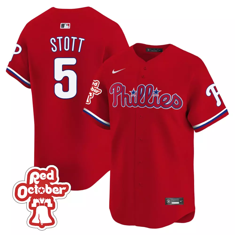 bryson stott red mens philadelphia phillies red october patch jersey
