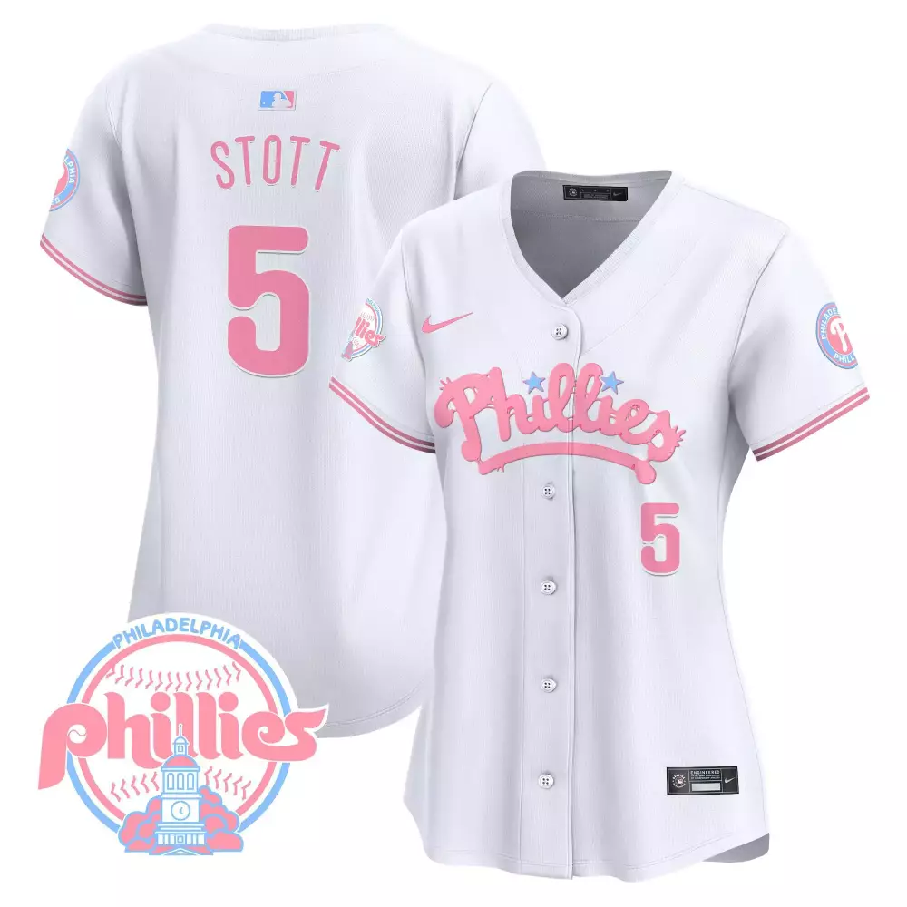 Bryson Stott Phillies Bubblegum Pink Jersey | White Vapor Premier | Limited Edition Fan Gear | For Men, Women & Youth