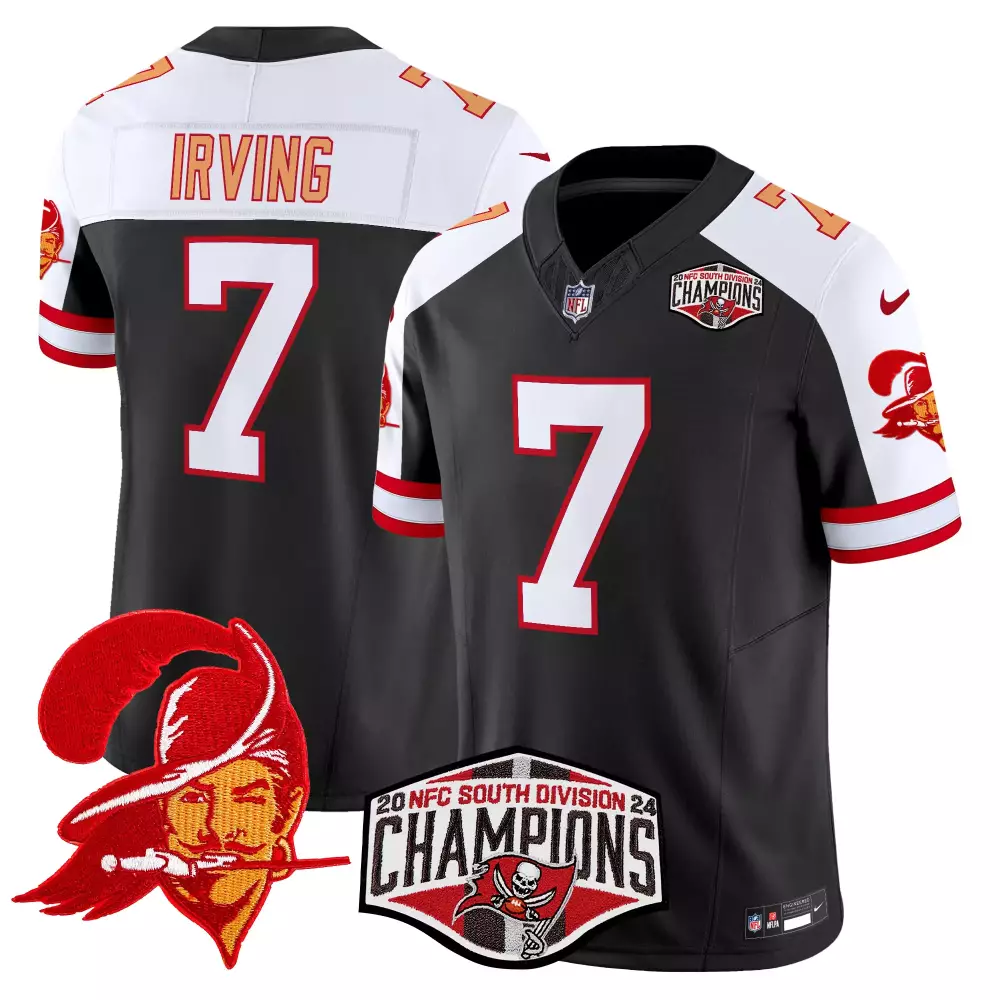 bucky irving black alternate mens tampa bay buccaneers creamsicle 2024 nfc south division champions patch vapor limited