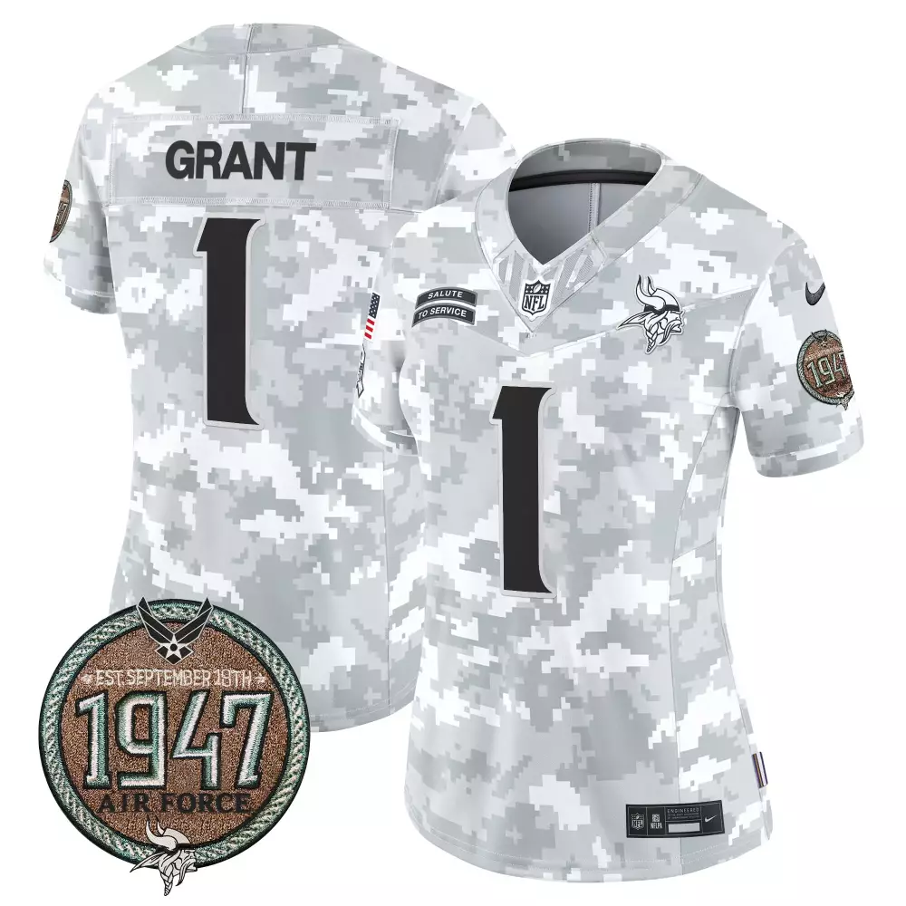 bud grant air force womens minnesota vikings 2024 salute to service establishment year patch vapor limited jersey all st